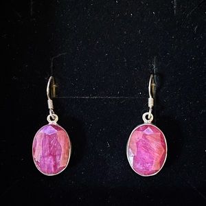 Gem Cut Pink Agate Drop Earrings